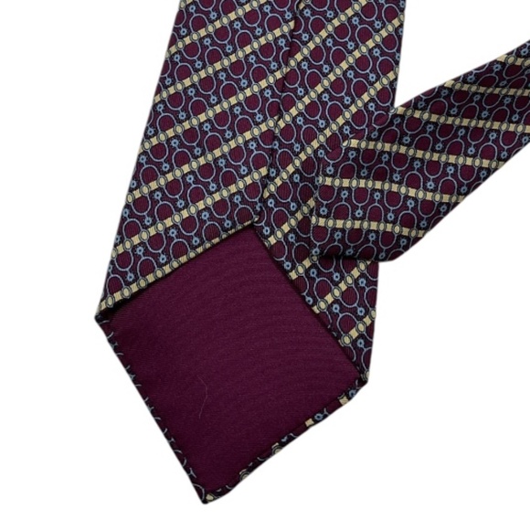 HERMÈS 764 UA Burgundy Striped Geometric Silk LUXURY Tie FRANCE - Picture 5 of 5